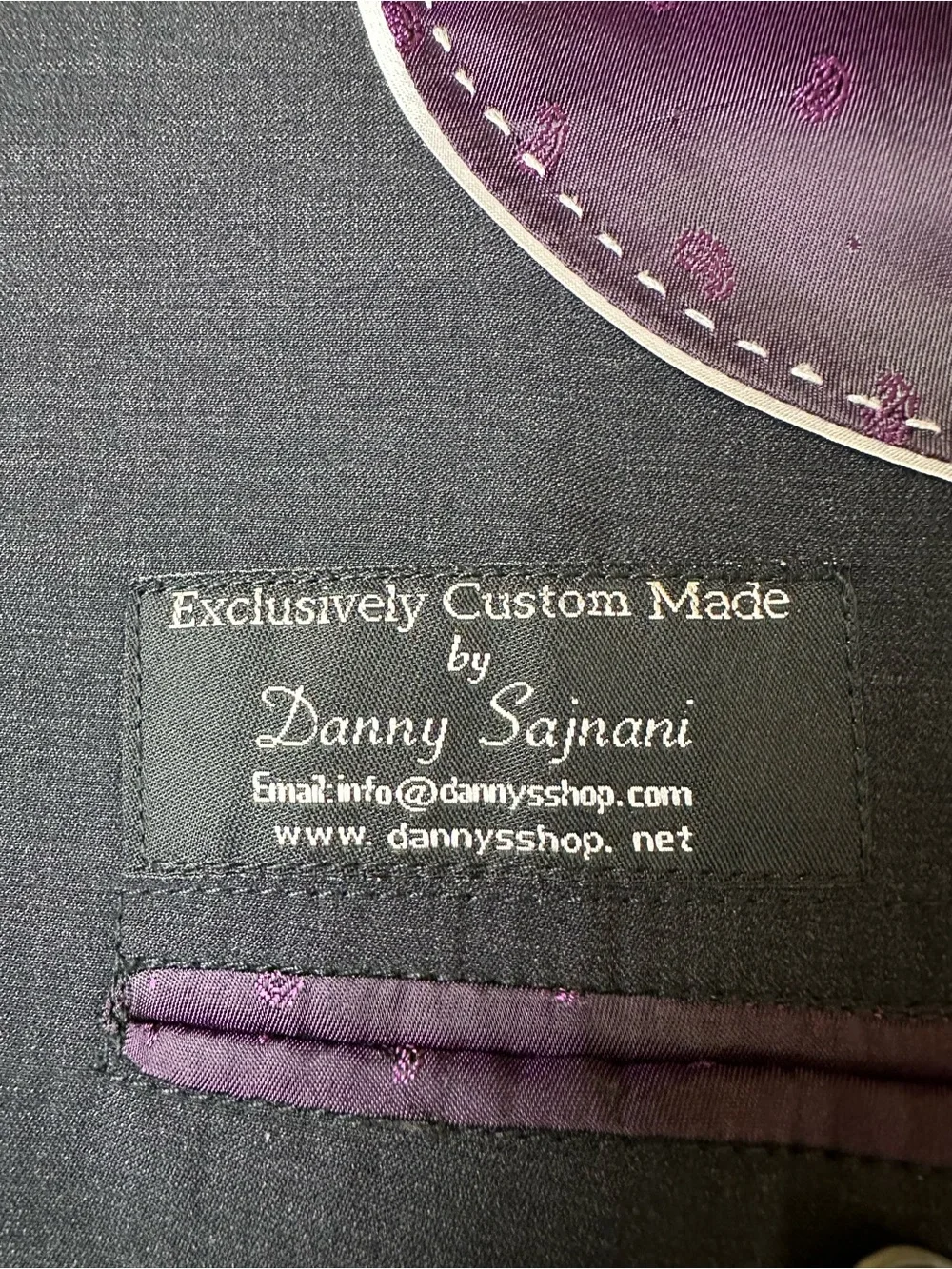 One-of-a-Kind, Bespoke Danny Sajnani Superfine Wool Sport Jacket w/ Purple Liner